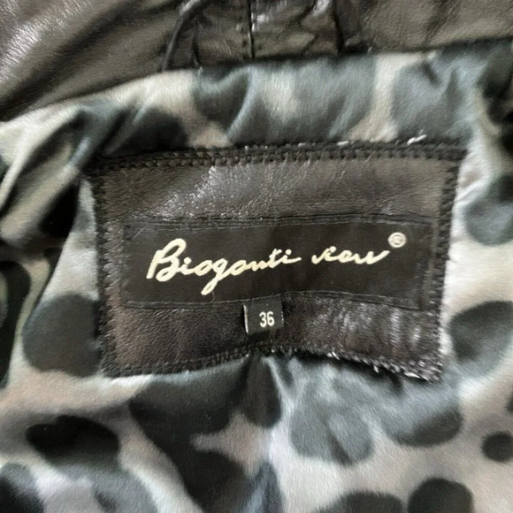 Biogonti View Black  Leather & Fur Jacket Y2K Style Winter Coat Glamorous Short - Picture 9 of 9